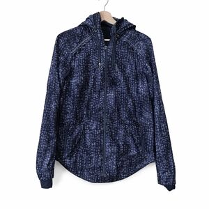 Lululemon Spring Forward Jacket Women 8 Kanoko Twist Inkwell Ghost Navy Hooded